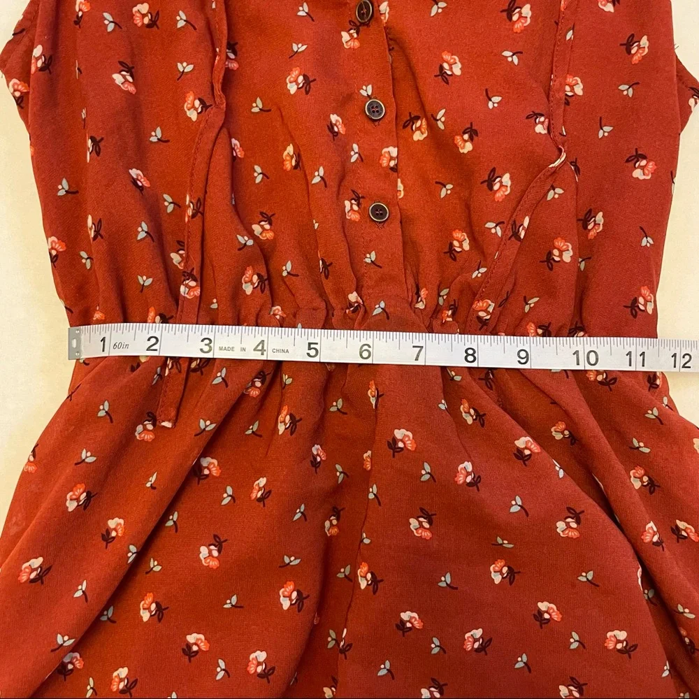 Fall Floral Open Back Halter Top Lace Button-Up Dress - Picture 9 of 10
